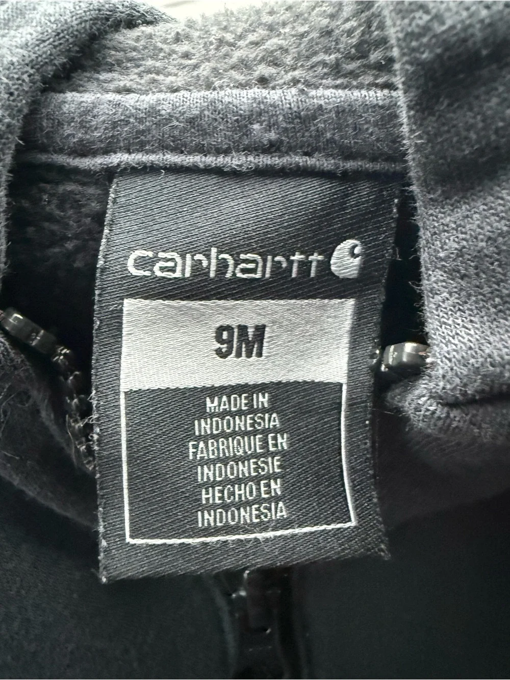 Carhartt Toddler Black Zip-Up Hoodie with Logo Patch